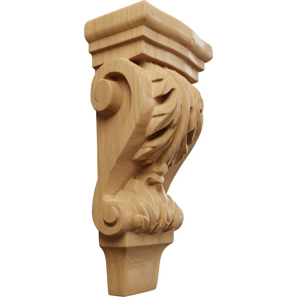 Ekena Millwork 3"W x 1 3/4"D x 6"H Extra Small Acanthus Pilaster Wood Corbel, Cherry CORW03X02X06PACH - main
